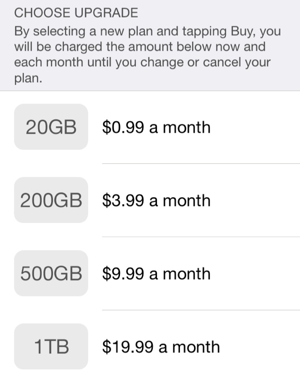 icloud storage plans family cost