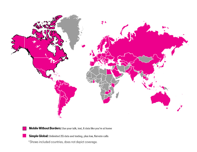 t mobile coverage map europe T Mobile Expands Simple Global Coverage To All Of Europe And South t mobile coverage map europe