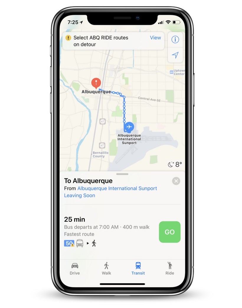 Apple Maps Adds Transit Directions in Albuquerque, New ...