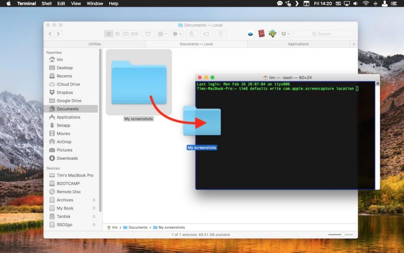 set folder for screenshots mac