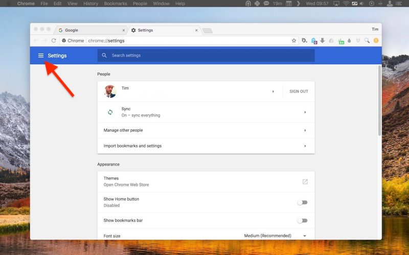 manage google chrome for mac