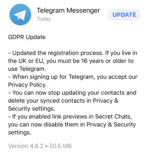 download the last version for apple Telegram 4.8.10