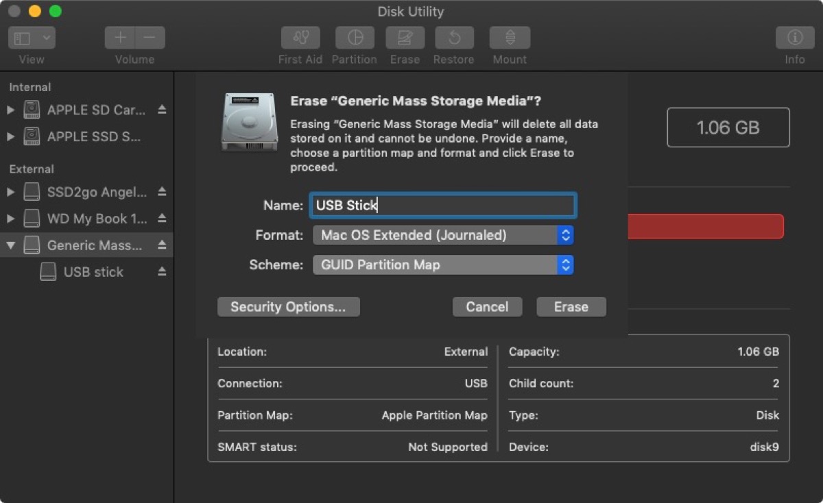 what format for usb stick on mac
