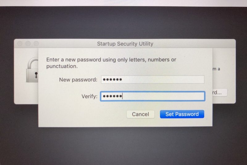 firmware password for mac 2017
