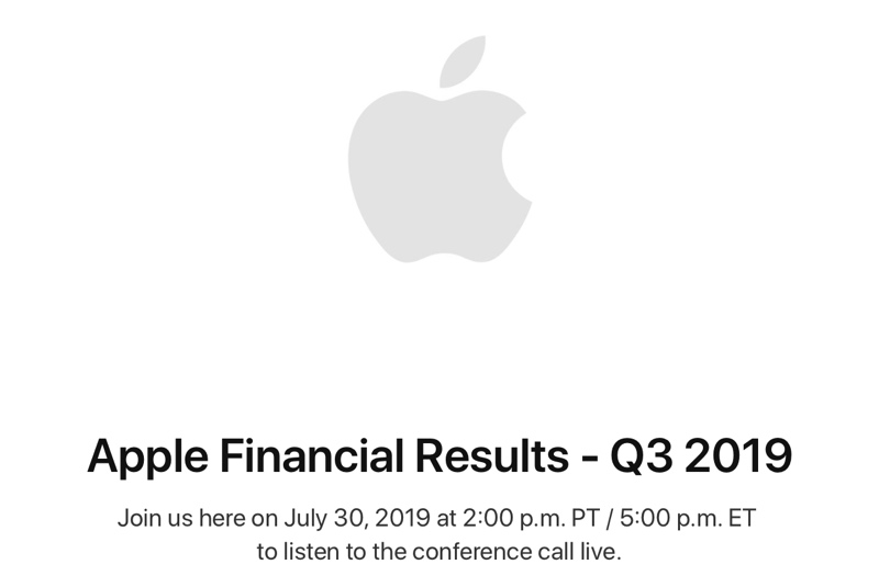Apple to Announce Q3 2019 Earnings on July 30 MacRumors