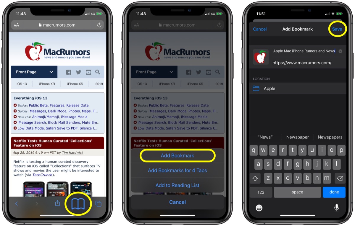 How To Save An Open Tab As A Bookmark In Safari On Ios Macrumors