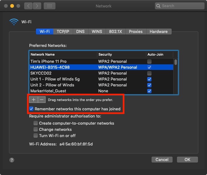 what is the name of the program used to manage wireless network connections for mac os