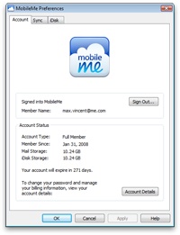 MobileMe Control Panel is