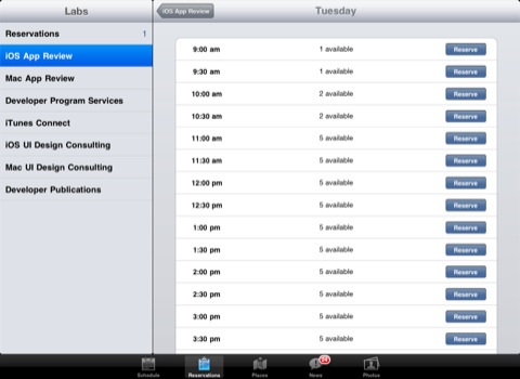 wwdc2011 app reservations
