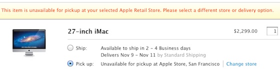 apple in store pickup unavailable