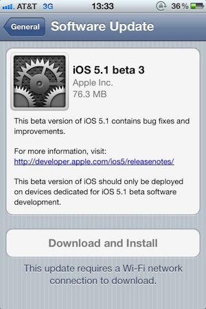 ios 5 1 beta 3 ota