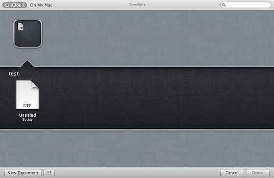 mountain lion icloud document textedit