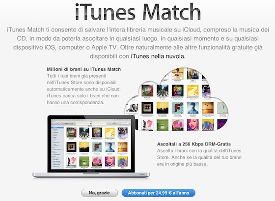 itunes match signup italy