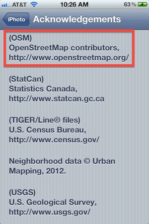 openstreetmap iphoto