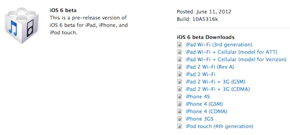ios 6 beta 10a5316k