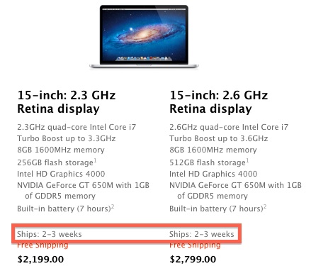 retina macbook pro 2 3 weeks