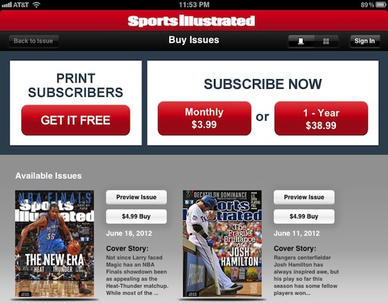 sports illustrated ipad subscriptions