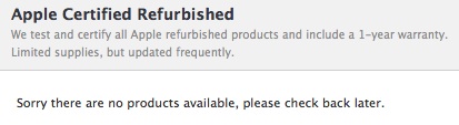 apple refurb store empty