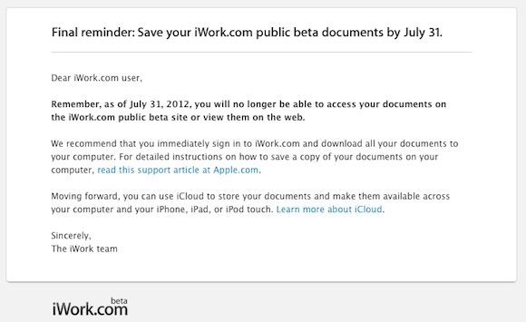 iwork com shutdown final reminder