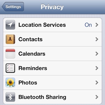 ios 6 privacy bluetooth