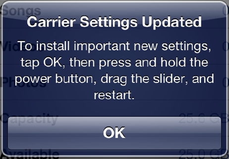 carrier settings screen