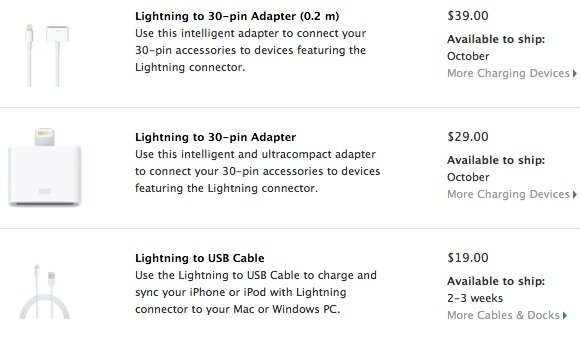 lightning adapters cable shipping