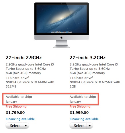 imac 27 january shipping