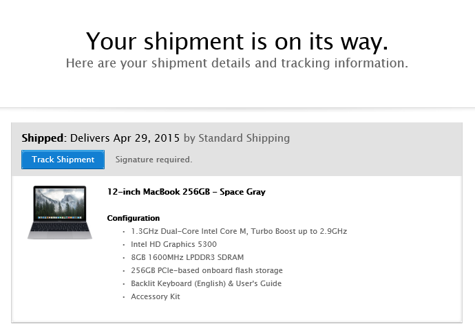 retina macbook shipping