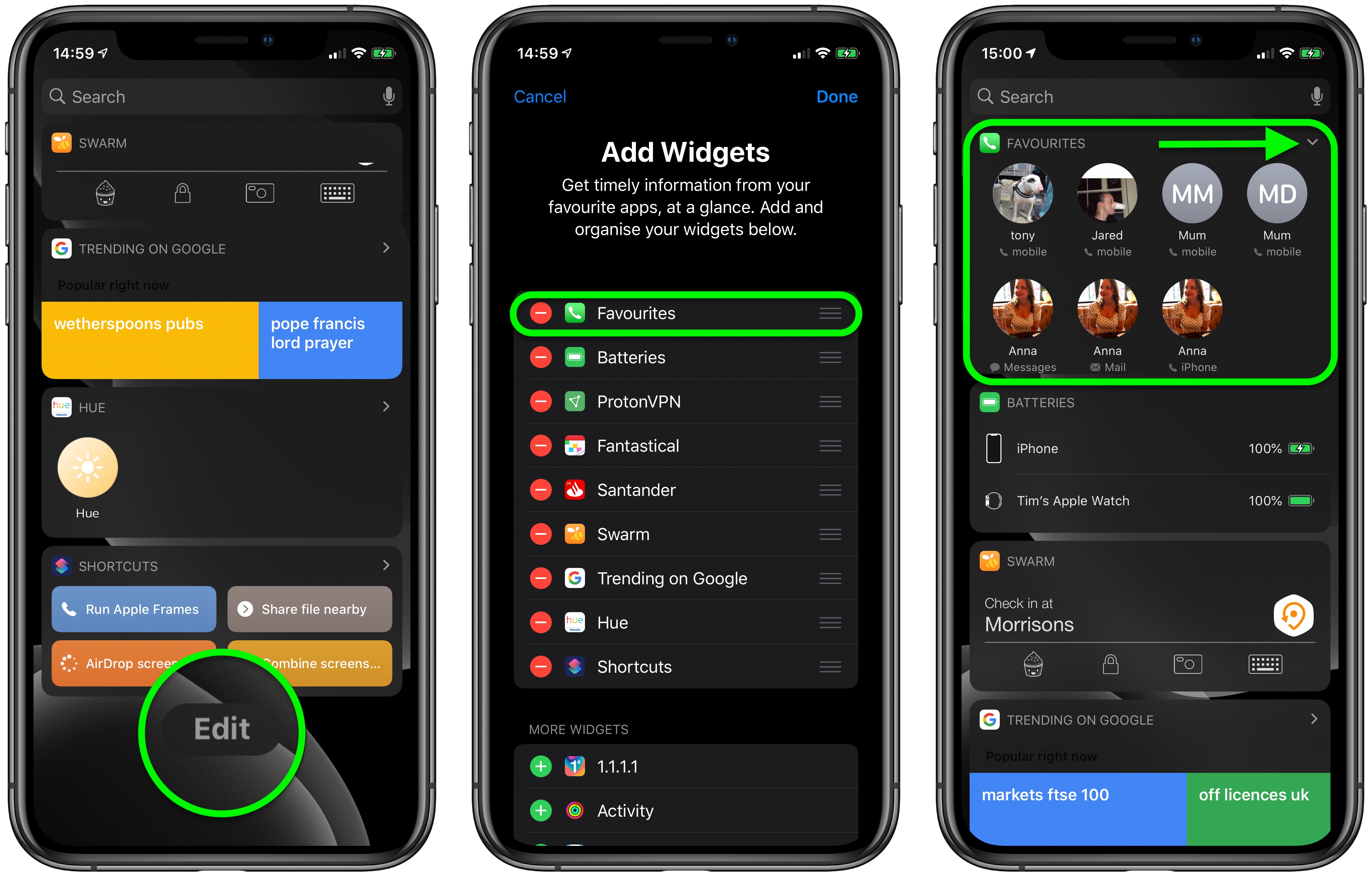 contacts widget ios 15