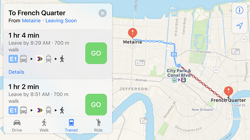 apple maps transit new orleans 1