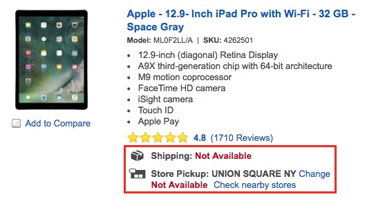 ipad pro best buy not available