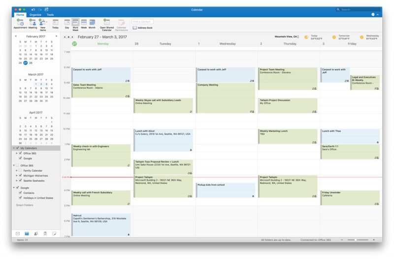 Outlook 2016 for Mac adds support for Google Calendar and Contacts 1