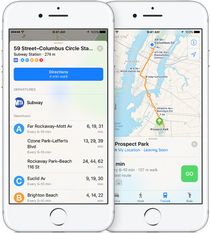 apple maps transit