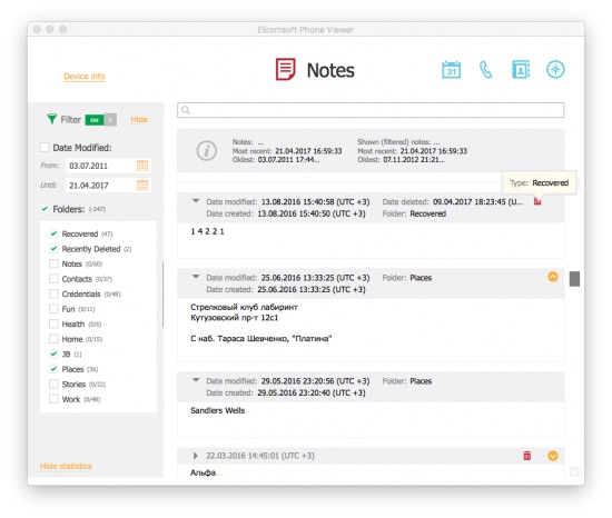 ElcomSoft Phone Viewer Notes