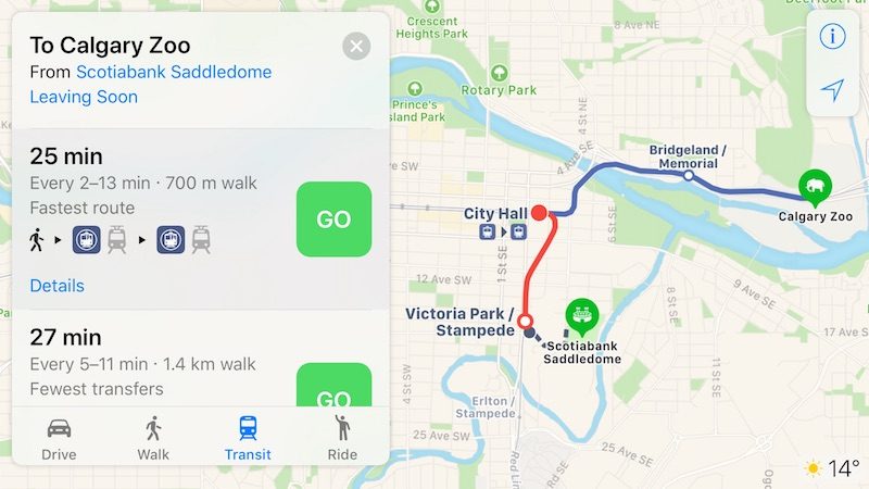 apple maps calgary transit 1