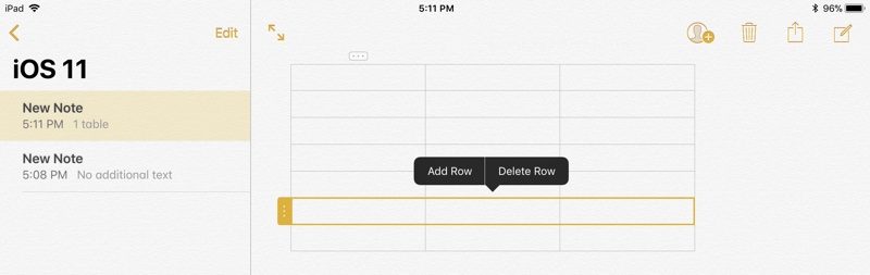 ios11notesaddrow