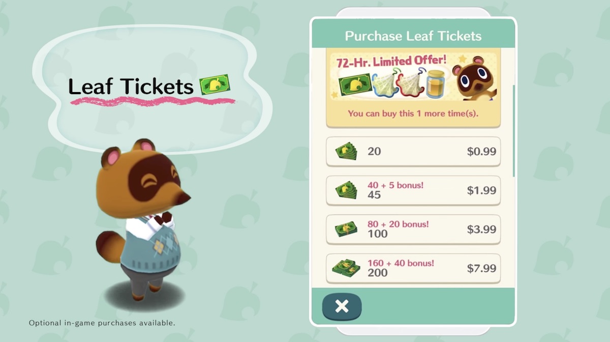 animal crossing leaf tickets