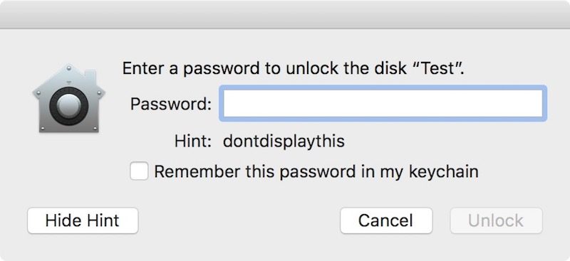 disk utility password prompt