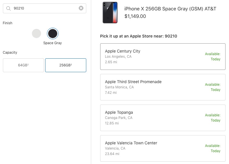 iphone x availability