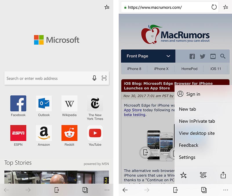 microsoft edge iphone