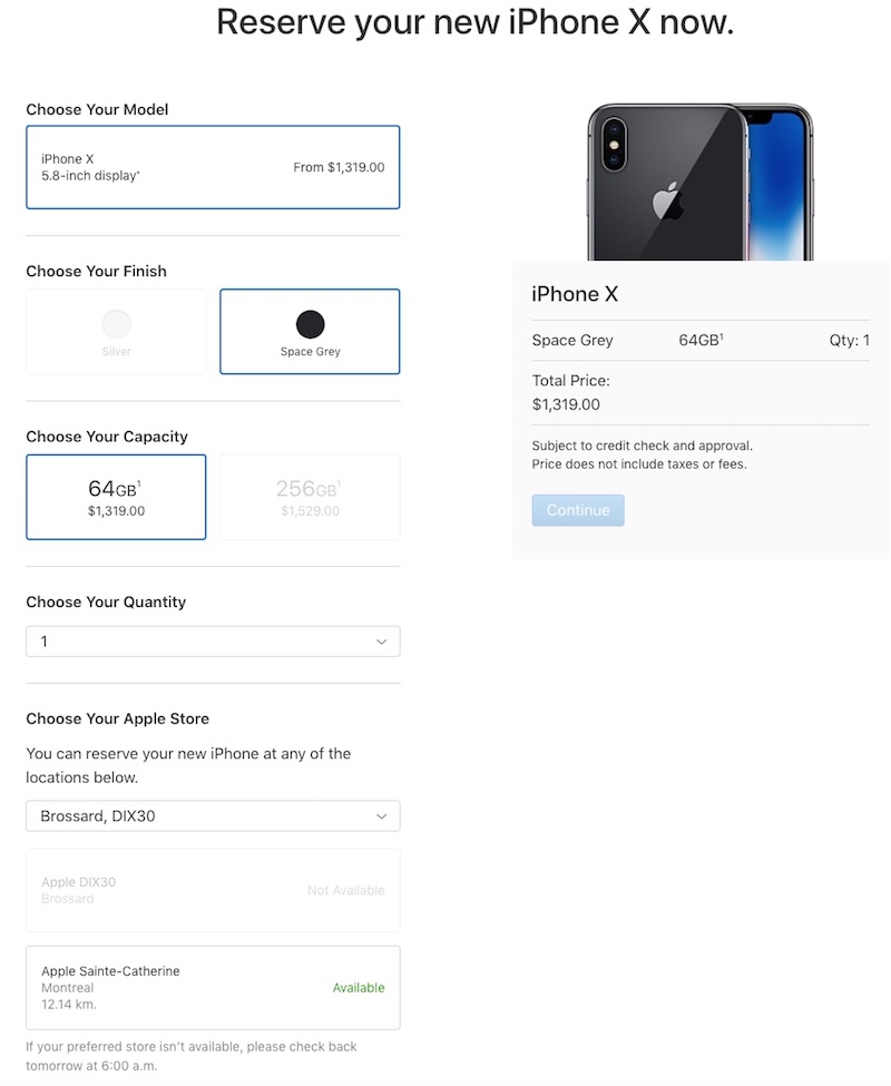 reserve pickup iphone x