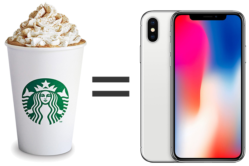 starbucks equals iphone x