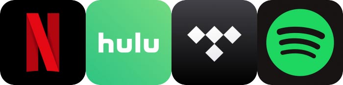 netlfix spotify hulu tidal