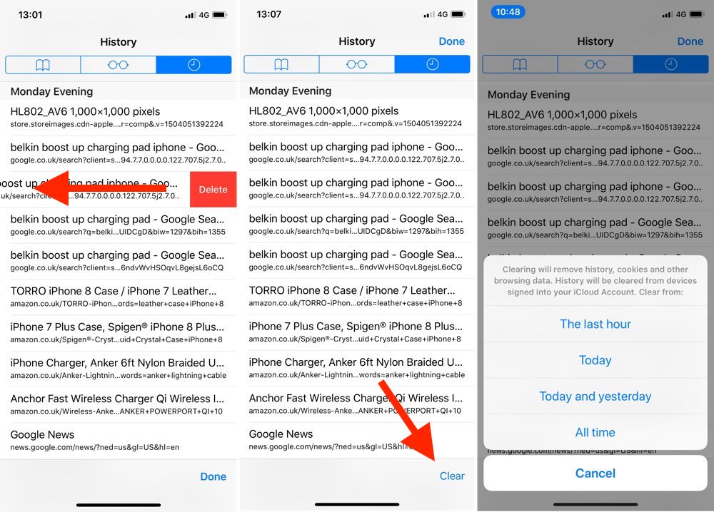 how to clear browsing history on ipad air