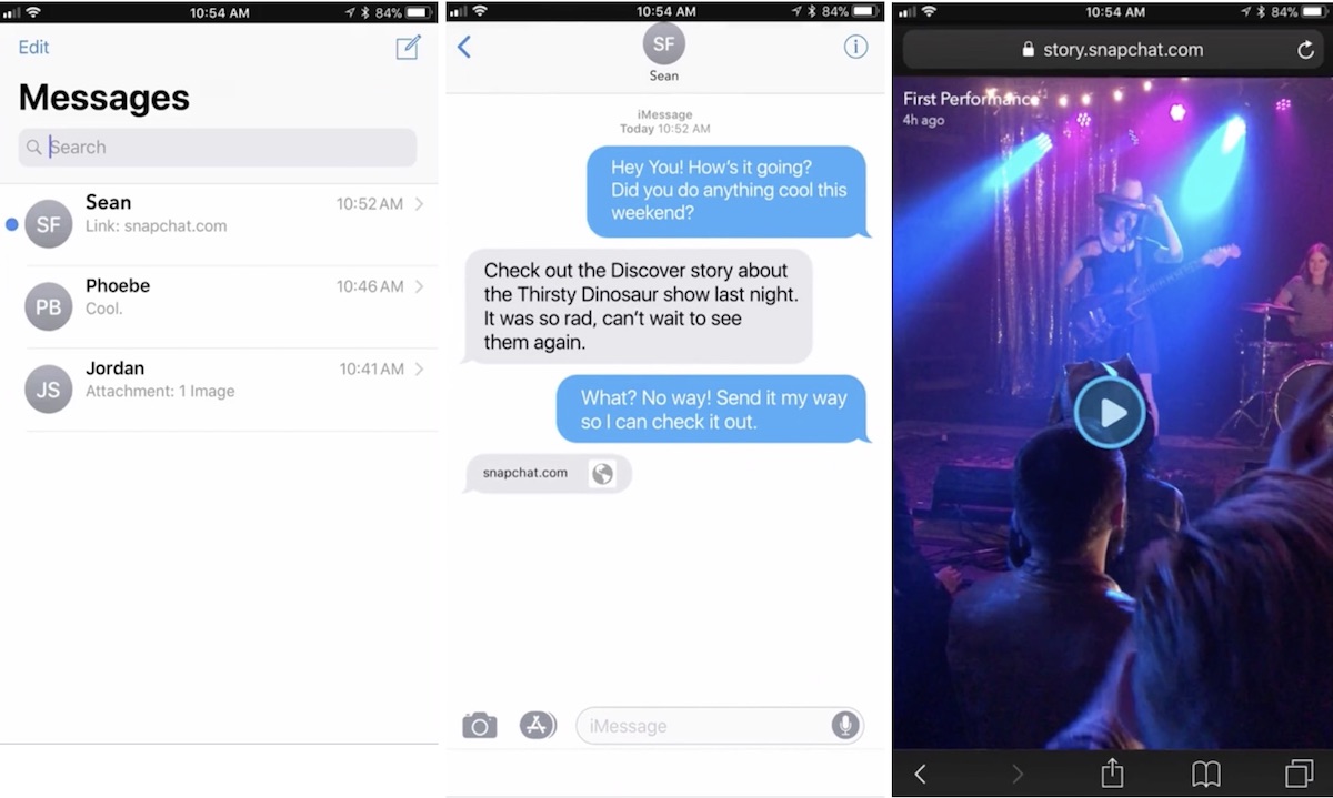 snapchat links in web