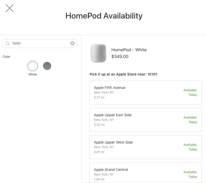 homepod availability