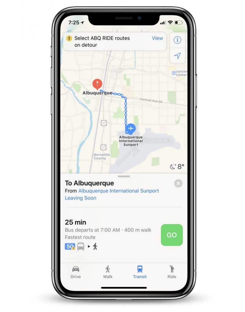 apple maps transit albuquerque