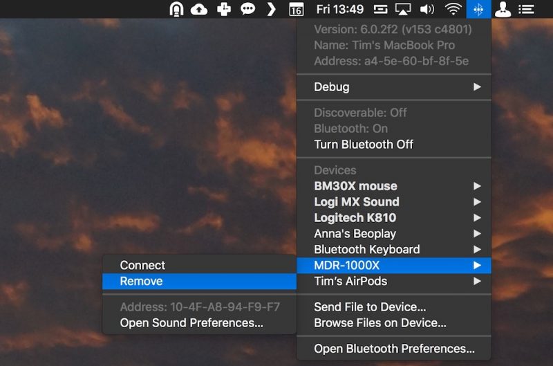 remove Bluetooth device macOS