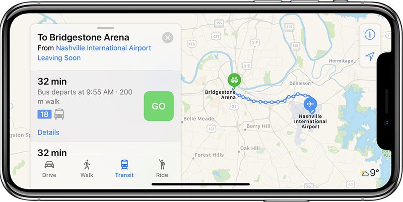 apple maps transit nashville tennessee