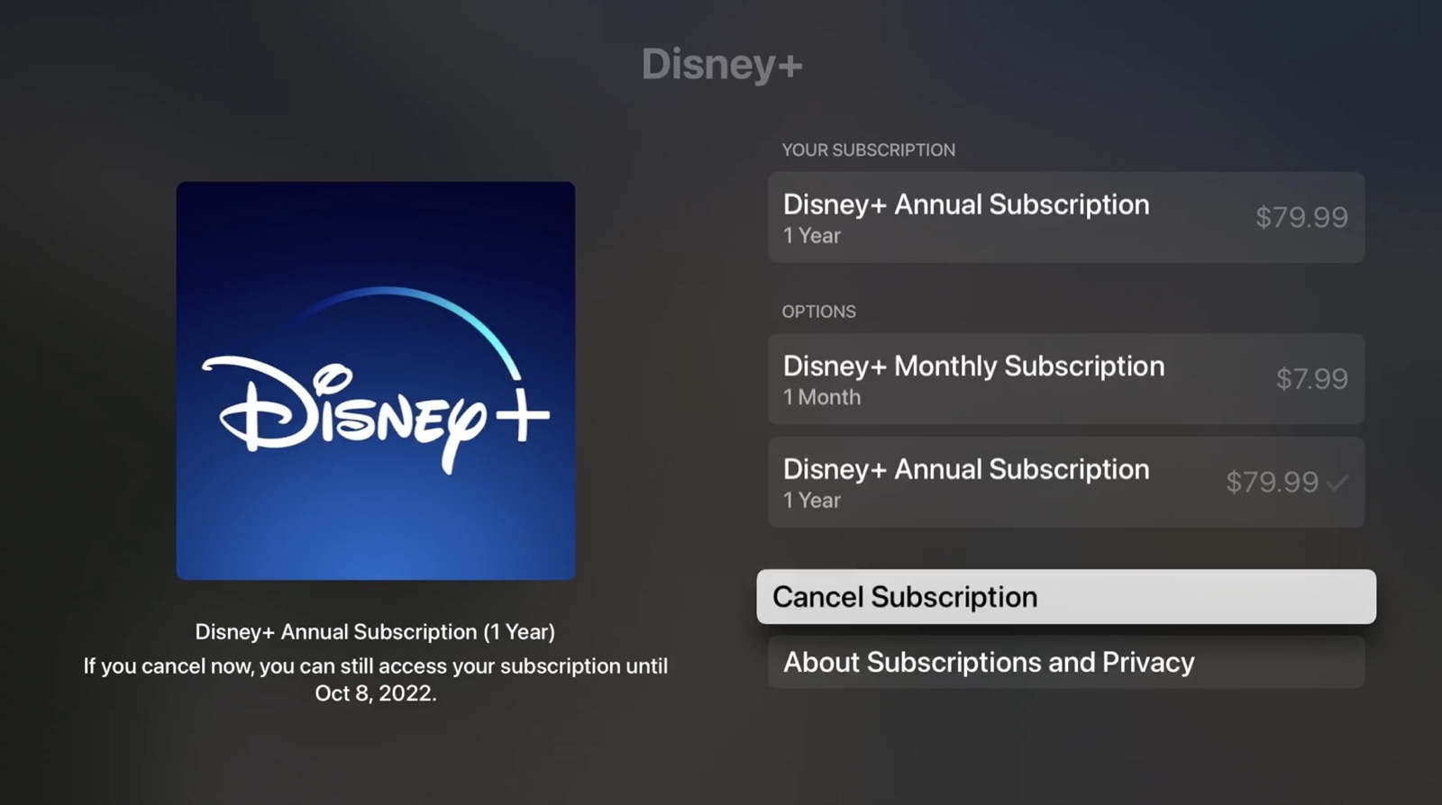 tvos cancel subscriptions 5